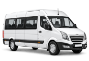 White passenger shuttle van